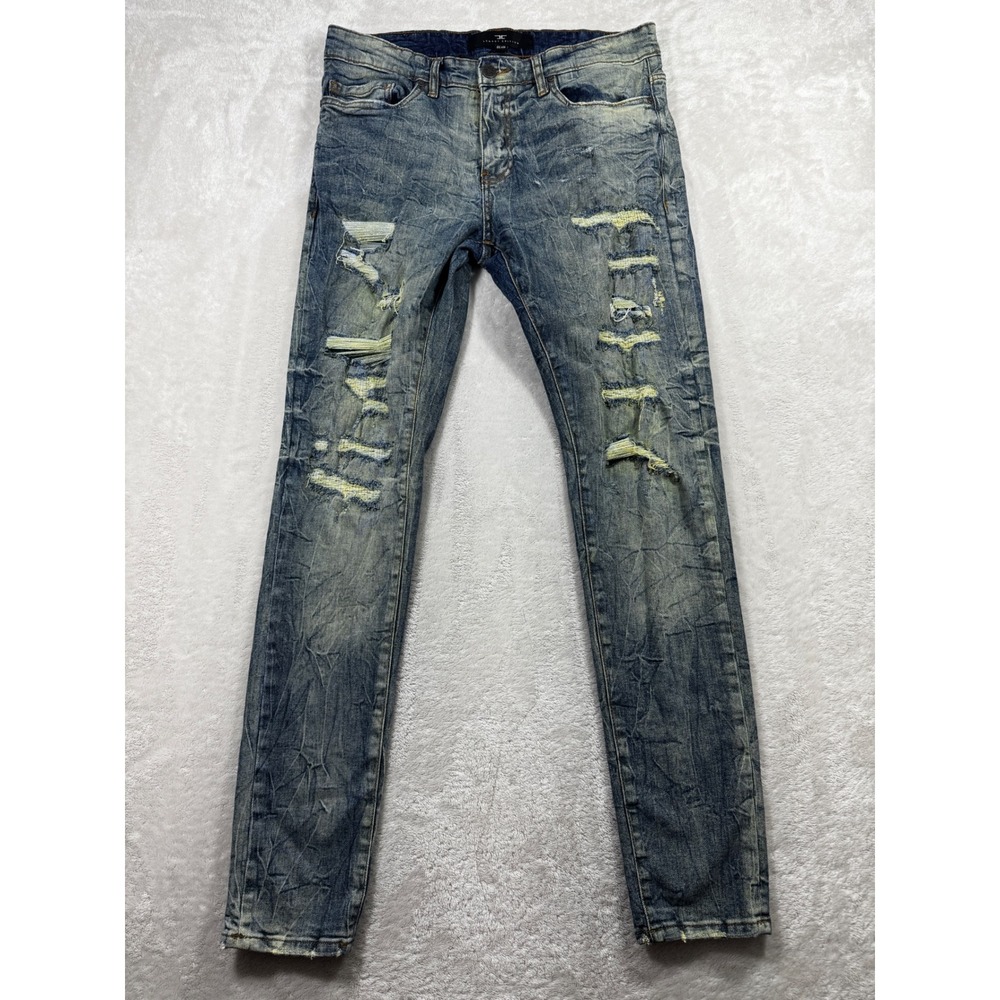 Jordan Craig Mens Sean Distressed Slim Blue Jeans 32/32 Meas: 33x33